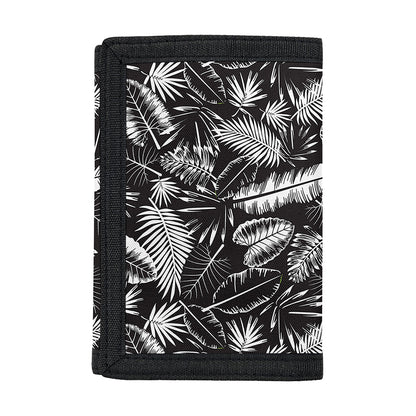 Black And White Tropical Palm Leaf Print Trifold Wallet