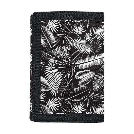 Black And White Tropical Palm Leaf Print Trifold Wallet