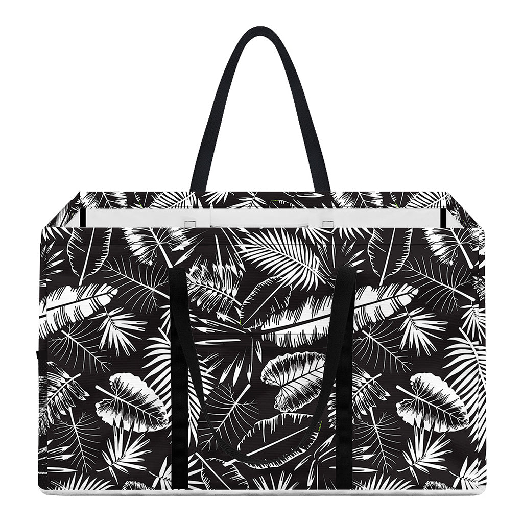 Black And White Tropical Palm Leaf Print Utility Tote Bag