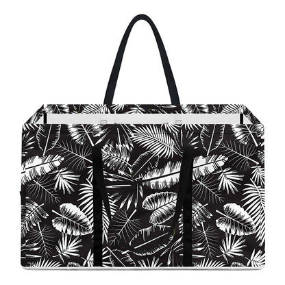 Black And White Tropical Palm Leaf Print Utility Tote Bag