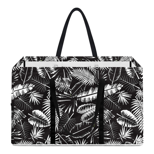 Black And White Tropical Palm Leaf Print Utility Tote Bag