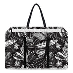 Black And White Tropical Palm Leaf Print Utility Tote Bag