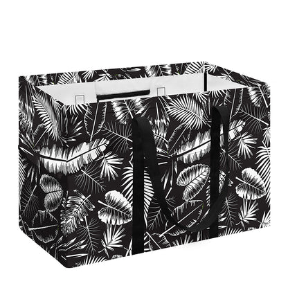 Black And White Tropical Palm Leaf Print Utility Tote Bag