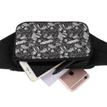 Black And White Tropical Palm Leaf Print Waist Bag