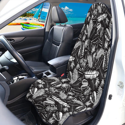 Black And White Tropical Palm Leaf Print Waterproof Car Seat Cover