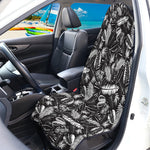 Black And White Tropical Palm Leaf Print Waterproof Car Seat Cover