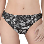 Black And White Tropical Palm Leaf Print Women's Thong