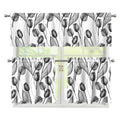 Black And White Tulip Pattern Print 3 Piece Kitchen Curtains