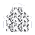 Black And White Tulip Pattern Print Adjustable Apron