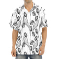 Black And White Tulip Pattern Print Aloha Shirt