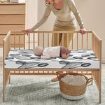 Black And White Tulip Pattern Print Baby Crib Sheet
