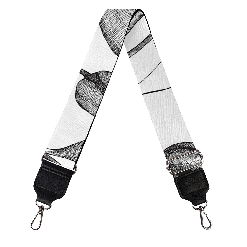 Black And White Tulip Pattern Print Bag Strap