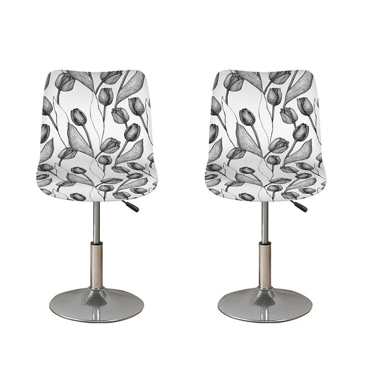 Black And White Tulip Pattern Print Bar Stool Covers