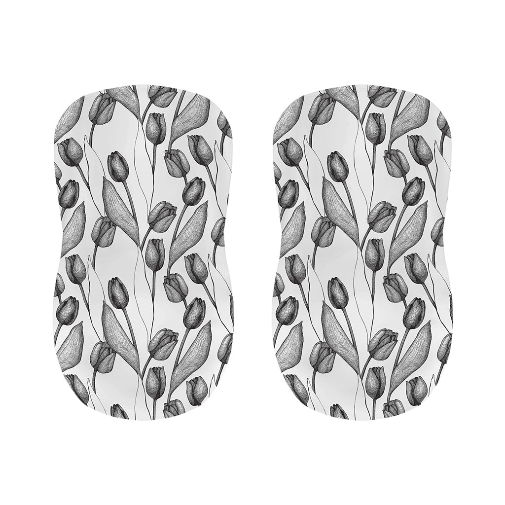 Black And White Tulip Pattern Print Bar Stool Covers