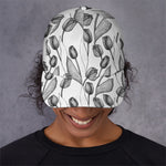 Black And White Tulip Pattern Print Baseball Cap