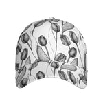 Black And White Tulip Pattern Print Baseball Cap