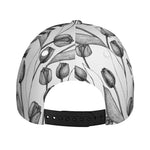 Black And White Tulip Pattern Print Baseball Cap