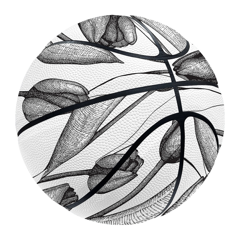 Black And White Tulip Pattern Print Basketball