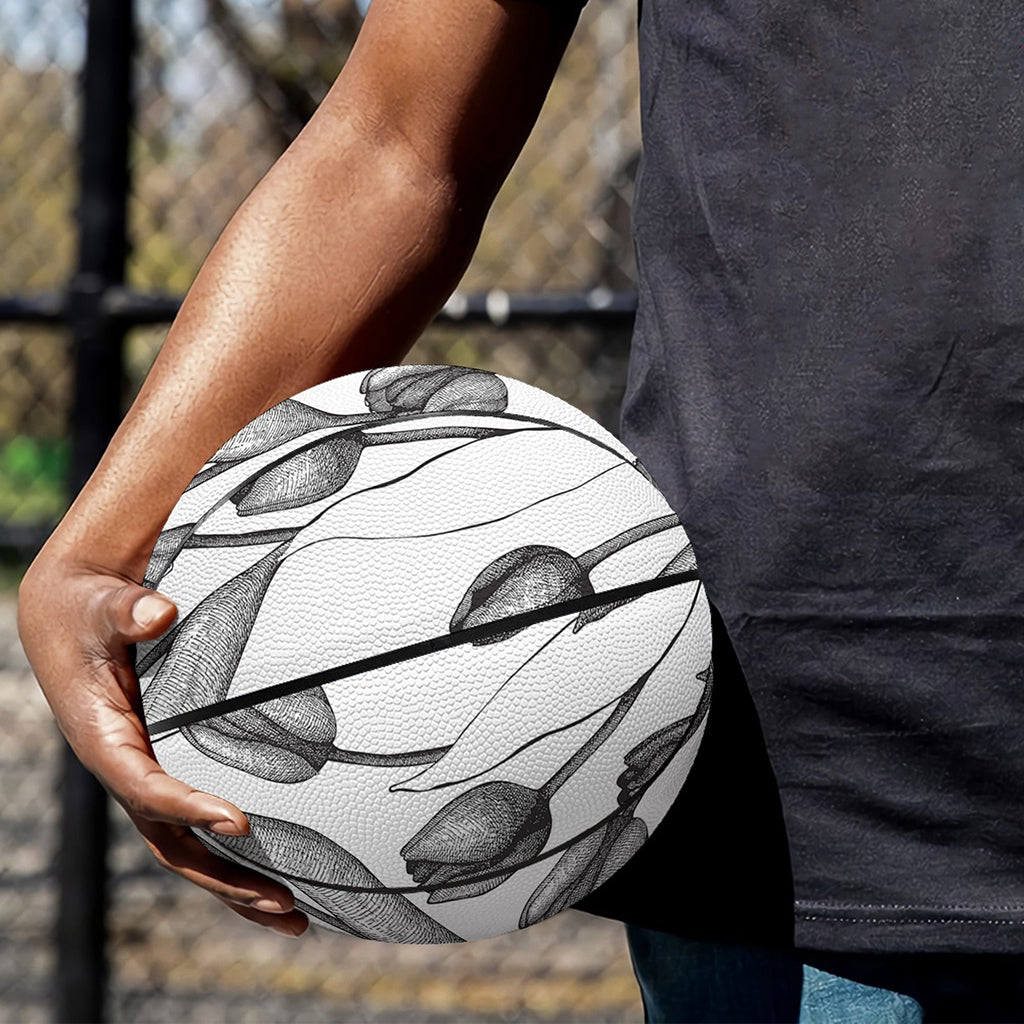 Black And White Tulip Pattern Print Basketball