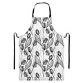 Black And White Tulip Pattern Print Bib Apron With Pocket