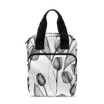Black And White Tulip Pattern Print Bible Tote Bag