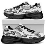 Black And White Tulip Pattern Print Black Chunky Shoes