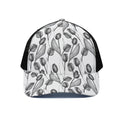 Black And White Tulip Pattern Print Black Mesh Trucker Hat