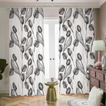 Black And White Tulip Pattern Print Blackout Pencil Pleat Curtains