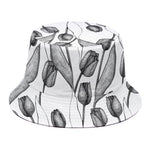 Black And White Tulip Pattern Print Bucket Hat