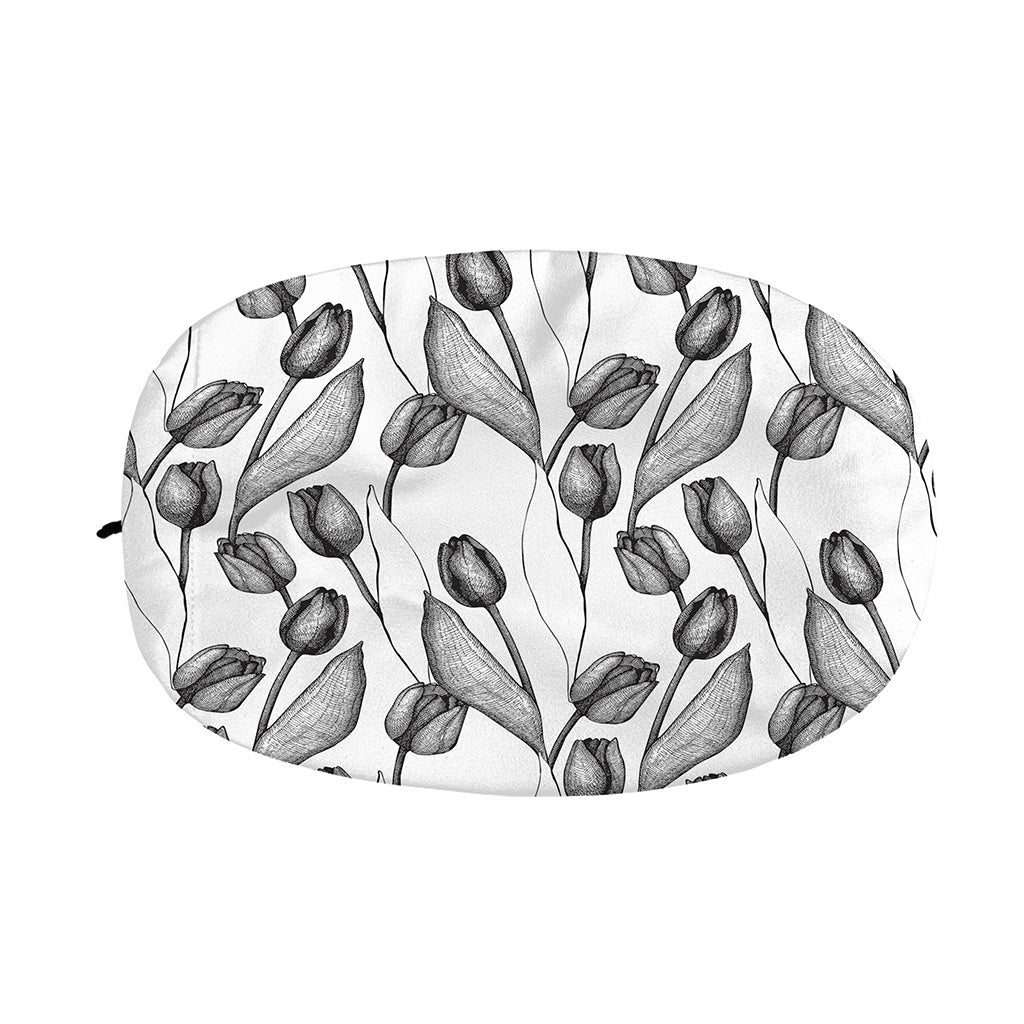 Black And White Tulip Pattern Print Car Side Mirror Covers