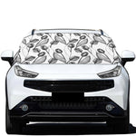 Black And White Tulip Pattern Print Car Windshield Snow Cover