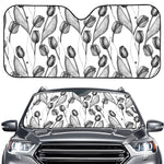 Black And White Tulip Pattern Print Car Windshield Sun Shade