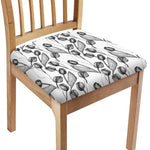 Black And White Tulip Pattern Print Chair Cushion Cover