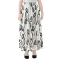 Black And White Tulip Pattern Print Chiffon Maxi Skirt