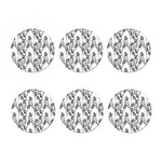 Black And White Tulip Pattern Print Coaster Set
