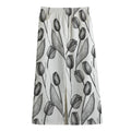 Black And White Tulip Pattern Print Cotton Front Slit Maxi Skirt