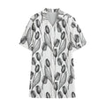Black And White Tulip Pattern Print Cotton Hawaiian Shirt