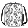 Black And White Tulip Pattern Print Crossbody Lunch Bag
