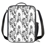 Black And White Tulip Pattern Print Crossbody Lunch Bag
