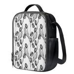 Black And White Tulip Pattern Print Crossbody Lunch Bag