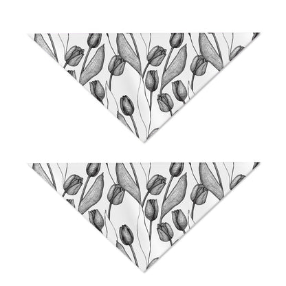 Black And White Tulip Pattern Print Dog Bandana