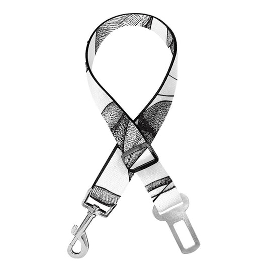 Black And White Tulip Pattern Print Dog Seat Belt