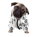 Black And White Tulip Pattern Print Dog Zip Up Hoodie