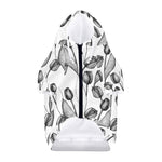 Black And White Tulip Pattern Print Dog Zip Up Hoodie