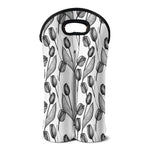 Black And White Tulip Pattern Print Double Neoprene Wine Tote