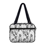 Black And White Tulip Pattern Print Double Strap Bible Bag