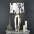 Black And White Tulip Pattern Print Drum Lamp Shade