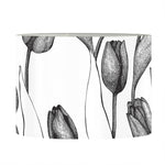 Black And White Tulip Pattern Print Drum Lamp Shade