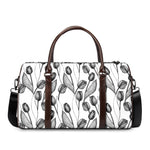 Black And White Tulip Pattern Print Duffle Bag