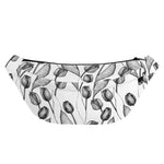 Black And White Tulip Pattern Print Fanny Pack